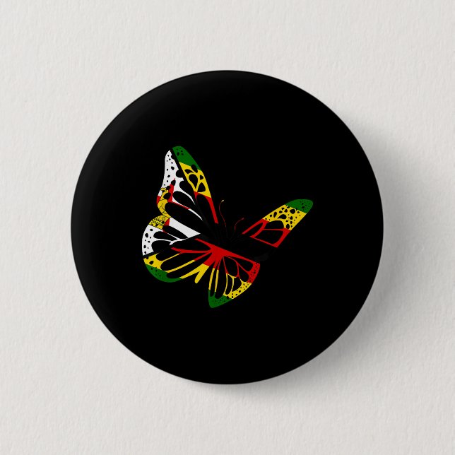 Badge Rond 5 Cm Zimbabwe Roots Butterfly Zimbabwe Drapeau Zimbabwe (Devant)