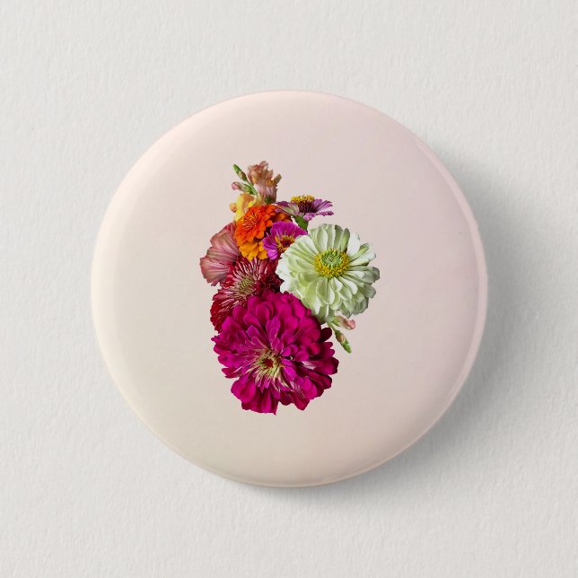 Badge Rond 5 Cm Zinnia Bouquet (Devant)