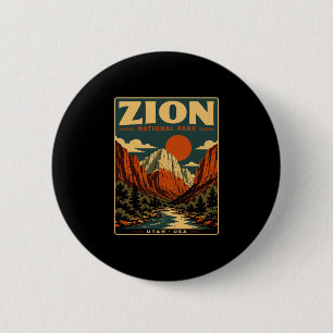 Badge Rond 5 Cm Zion parc national vintage rétro canyon extérieur
