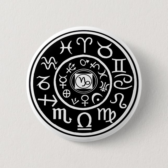 Badge Rond 5 Cm Zodiac - Capricorne Constellation (Devant)