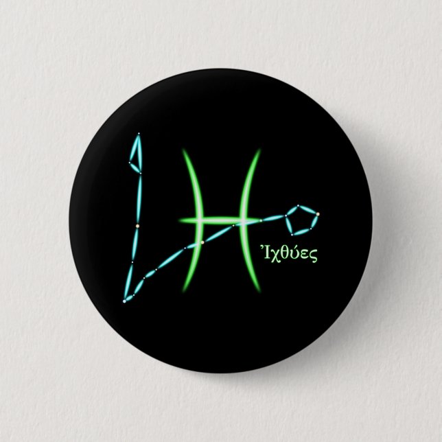 Badge Rond 5 Cm Zodiac Constellation Pisces Button (Devant)