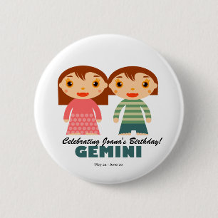 Badge Rond 5 Cm Zodiac Gemini pour enfants