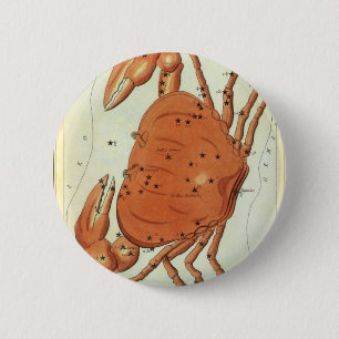 Badge Rond 5 Cm Zodiaque astrologique Cancer Constellation du Crab