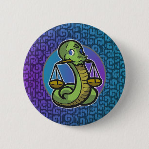 Badge Rond 5 Cm Zodiaque occidental - bouton de Balance