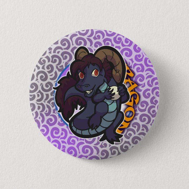 Badge Rond 5 Cm Zodiaque oriental - bouton de dragon (Devant)
