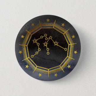 Badge Rond 5 Cm Zodiaque Sombre : Signe du zodiaque du Verseau Noi