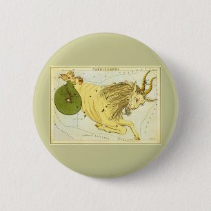 Badge Rond 5 Cm Zodiaque vintage, Astrologie Capricorne Constellat