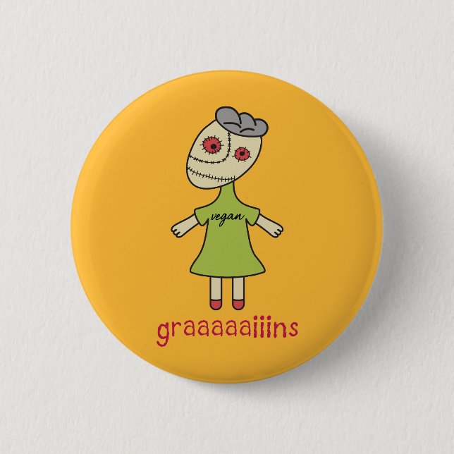 Badge Rond 5 Cm Zombi de végétalien de Graaaaaiins (Devant)