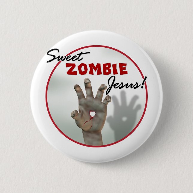 Badge Rond 5 Cm Zombi doux Jésus (Devant)