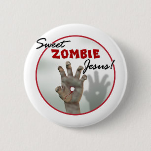 Badge Rond 5 Cm Zombi doux Jésus