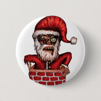 Badge Rond 5 Cm Zombi Père Noël