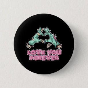 Badge Rond 5 Cm Zombie Classic - Squelette Coeur Et Mains