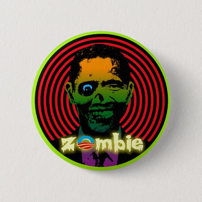 Badge Rond 5 Cm Zombie Obama 2012 ! (Devant)