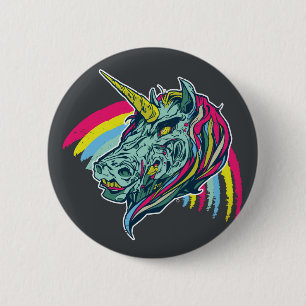 Badge Rond 5 Cm Zombie Unicorn