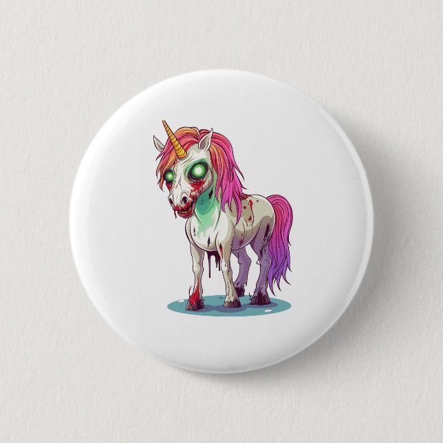 Badge Rond 5 Cm Zombie Unicorn (Devant)