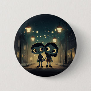 Badge Rond 5 Cm Zombies mignons et Éffrayants en amour - Bouton