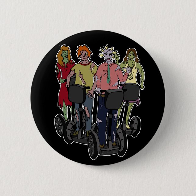 Badge Rond 5 Cm Zombies sur Segways 2, bouton (Devant)