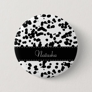 Badge Rond 5 Cm Zones dalmatiennes noires et blanches