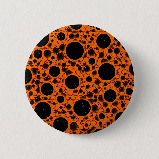 Badge Rond 5 Cm Zones de bulles spatiales - Orange (Devant)