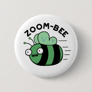 Badge Rond 5 Cm Zoom-bee Drôle Halloween Zombie Bee Pun