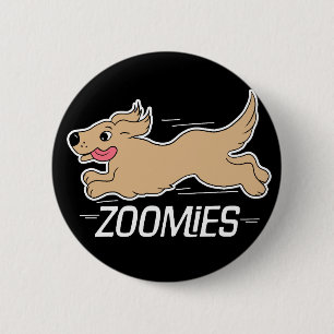 Badge Rond 5 Cm Zoomies de chien drôle noir