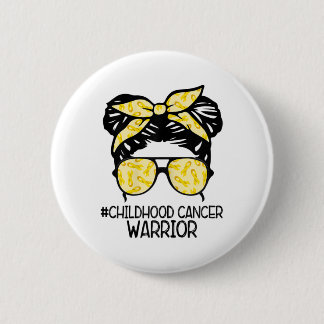 Badge Rond 5 Cm Zqxj Messy Bun Yellow Ribbon Childhood Cancer Warr