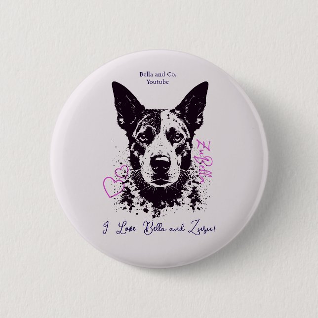 Badge Rond 5 Cm ZuBella J'aime Bella et Zuzu ! (Devant)