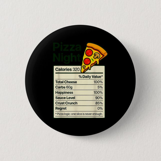 Badge Rond 5 Cm Zza Lover Night Funny Nutrition Facts Costume For  (Devant)
