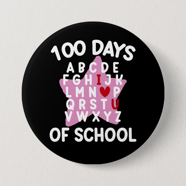 Badge Rond 7,6 Cm 100 Jours D'Alphabet Scolaire 100E Jour Enseignant (Devant)