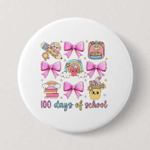 Badge Rond 7,6 Cm 🌈 🎀 100 jours de 🎉 scolaire 📚