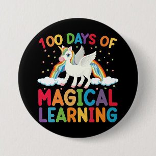 Badge Rond 7,6 Cm 100 jours d'école licorne magique pour filles