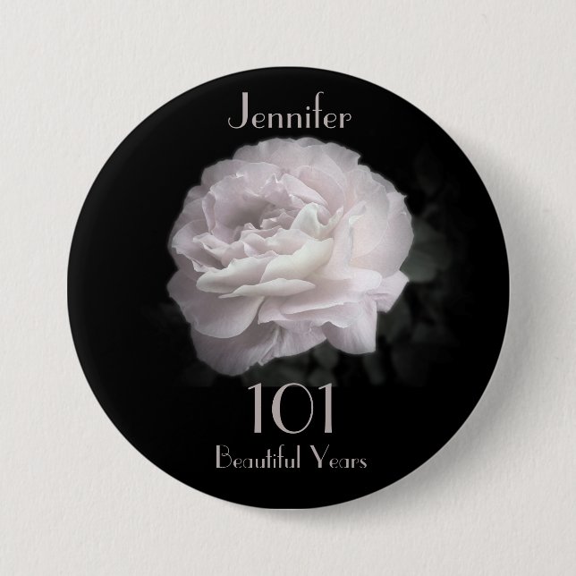 Badge Rond 7,6 Cm 101 Ans, Rose Pale Rose Bouton Pin (Devant)