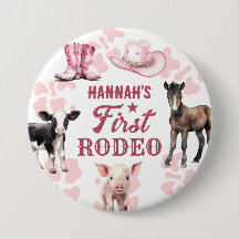 1er bouton Rodeo Pink Anniversaire