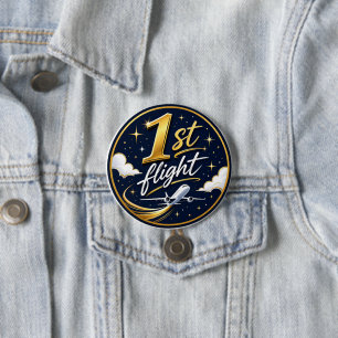 Badge Rond 7,6 Cm 1er vol avion