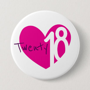 Badge Rond 7,6 Cm 2018 nouvel an amour 2018 bouton/badge