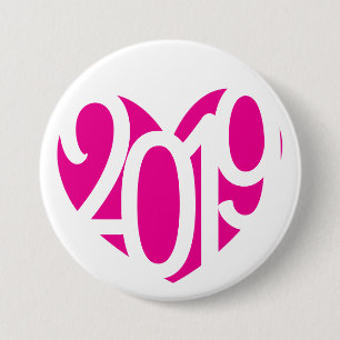 Badge Rond 7,6 Cm 2019 nouvel an amour 2019 bouton/badge