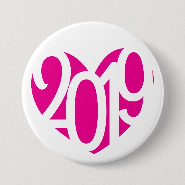 Badge Rond 7,6 Cm 2019 nouvel an amour 2019 bouton/badge (Devant)