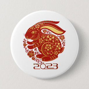 Badge Rond 7,6 Cm 2023 Année Du Lapin, Bonne Année