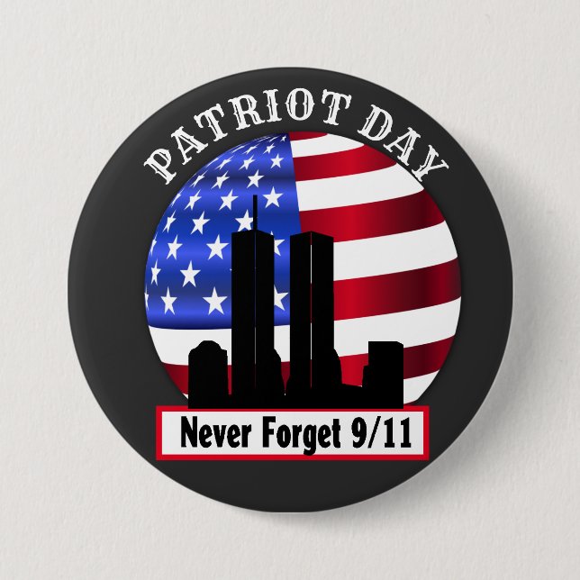 Badge Rond 7,6 Cm 20e anniversaire 9/11 jamais oublier (Devant)
