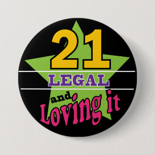 Badge Rond 7,6 Cm 21 Légal et aimant  21e anniversaire