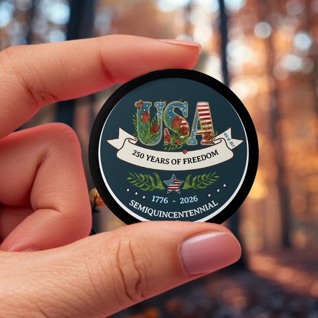 Badge Rond 7,6 Cm 250 Years of Freedom Elegant Patriotic  Blue (250 Years of Freedom Elegant Patriotic Blue Button)