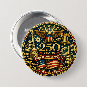 Badge Rond 7,6 Cm 250e anniversaire des États-Unis 1776 - 2026