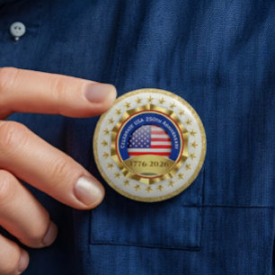 Badge Rond 7,6 Cm 250e anniversaire USA patriotique 1776–2026