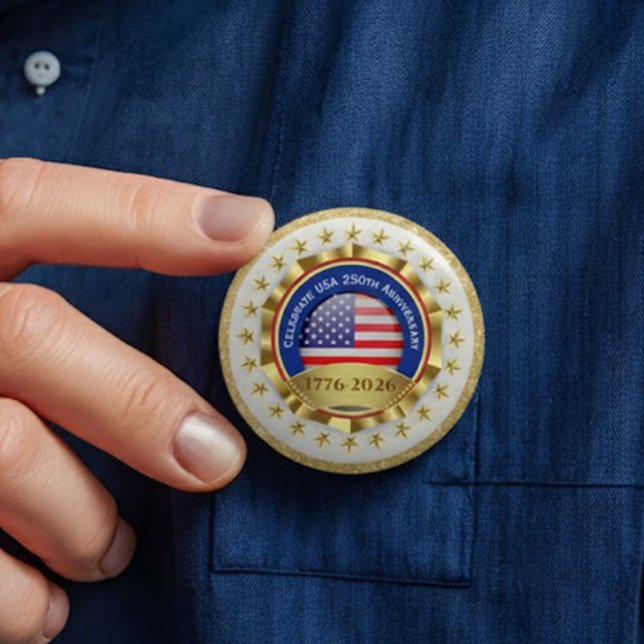 Badge Rond 7,6 Cm 250th Anniversary USA Patriotic | 1776–2026 (Créateur téléchargé)
