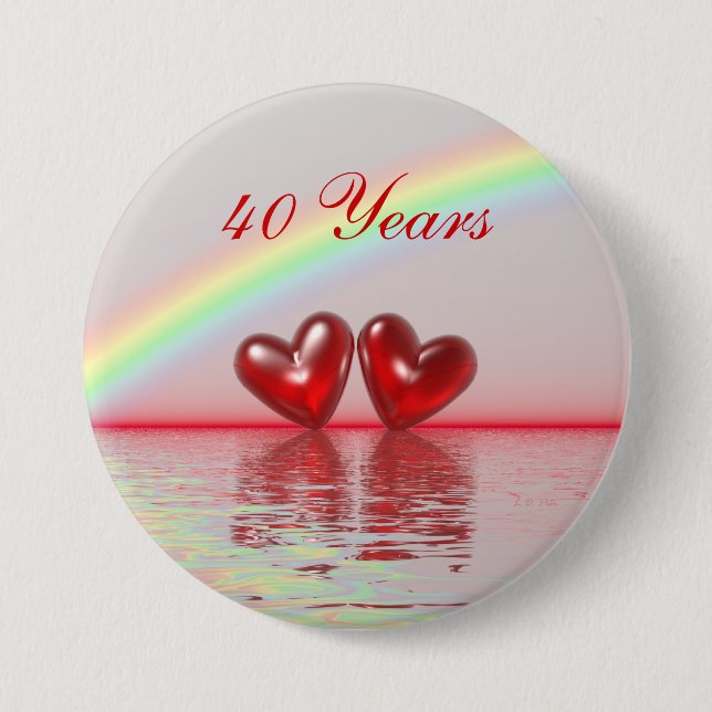 Badge Rond 7,6 Cm 40e Anniversary Ruby Hearts (Devant)