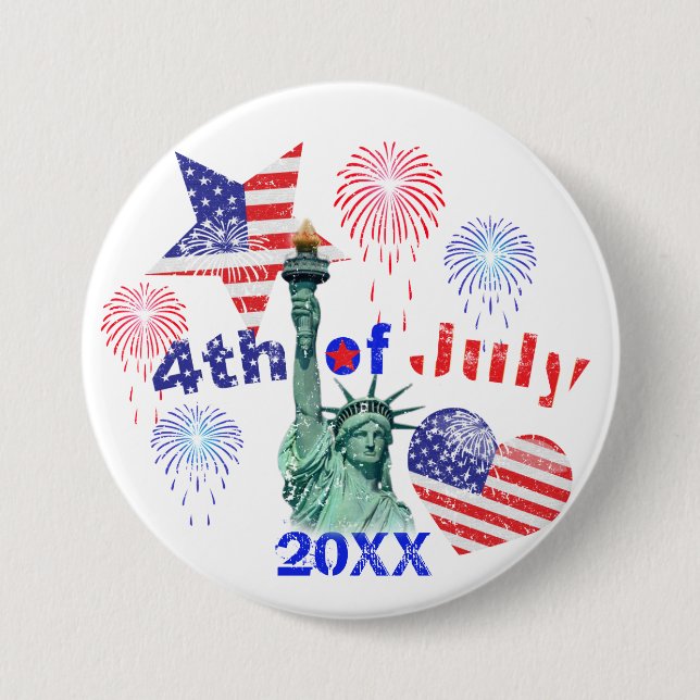 Badge Rond 7,6 Cm 4 juillet (Devant)