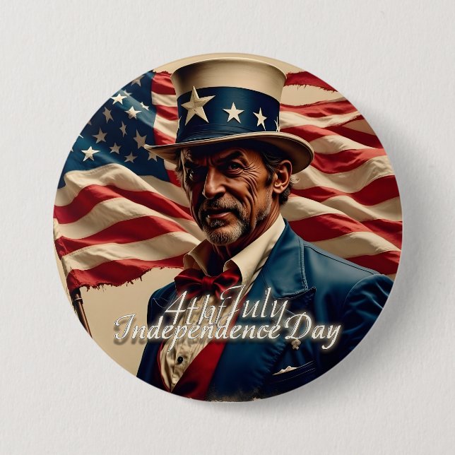 Badge Rond 7,6 Cm 4 juillet – Esprit d'indépendance (Devant)