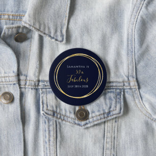 Badge Rond 7,6 Cm 50e anniversaire 50 ans et fabuleux Navy Or