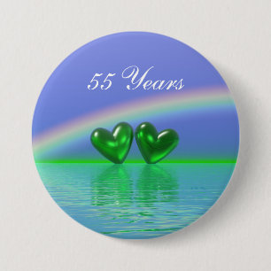 Badge Rond 7,6 Cm 55e anniversaire des Coeurs d'Émeraude