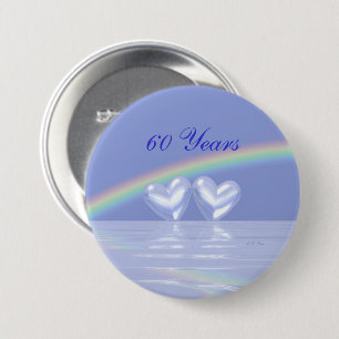 Badge Rond 7,6 Cm 60e anniversaire Coeurs de diamants